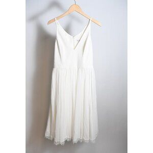 New Dress the Population Chiffon Dress Ivory Sleeveless V-neck Size L NEW
